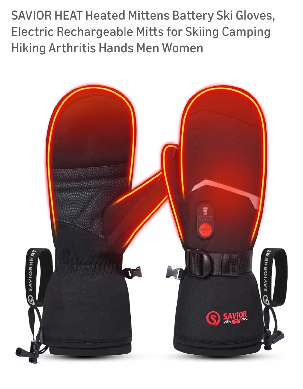 SAVIOR HEAT Heated Mittens Battery Ski Gloves MEDIUM