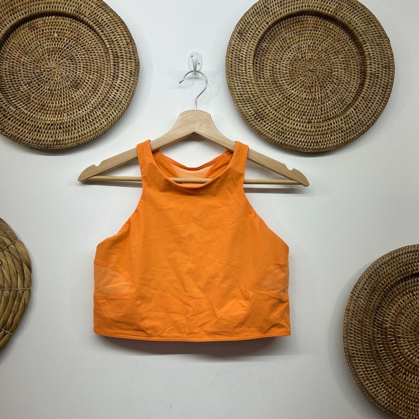 Lululemon Orange Crop Mesh Back Train Bra Medium Support A/B Cup 10 Activewear