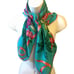 Anne Klein Silk Scarf Vintage Tropical Print on Turquoise