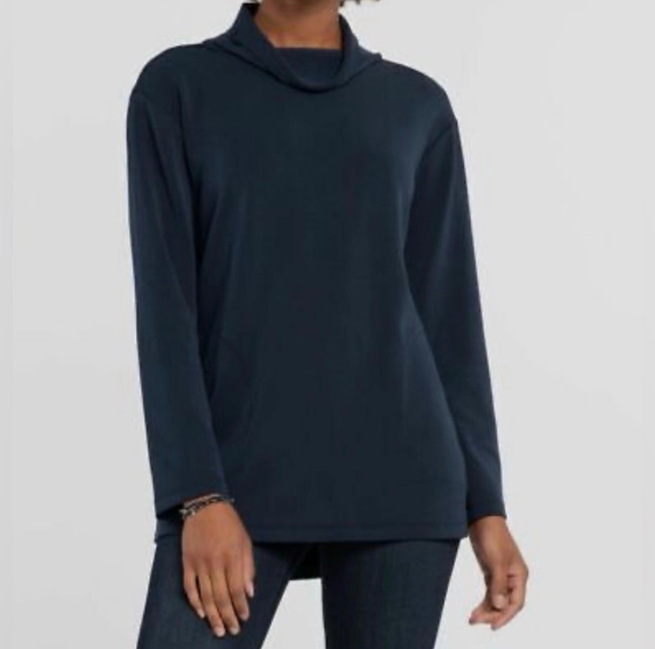 Nic + Zoe Mock Neck Tunic Black Size Large