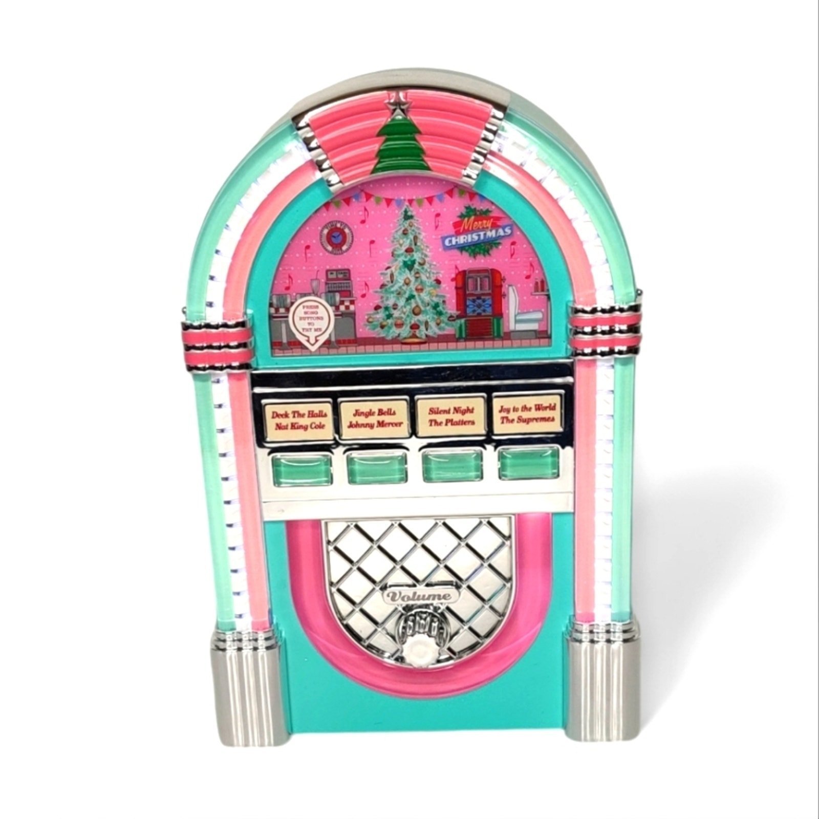 Mr. Christmas Retro Vintage Style Pastel Pink Blue Jukebox Christmas Songs Decor