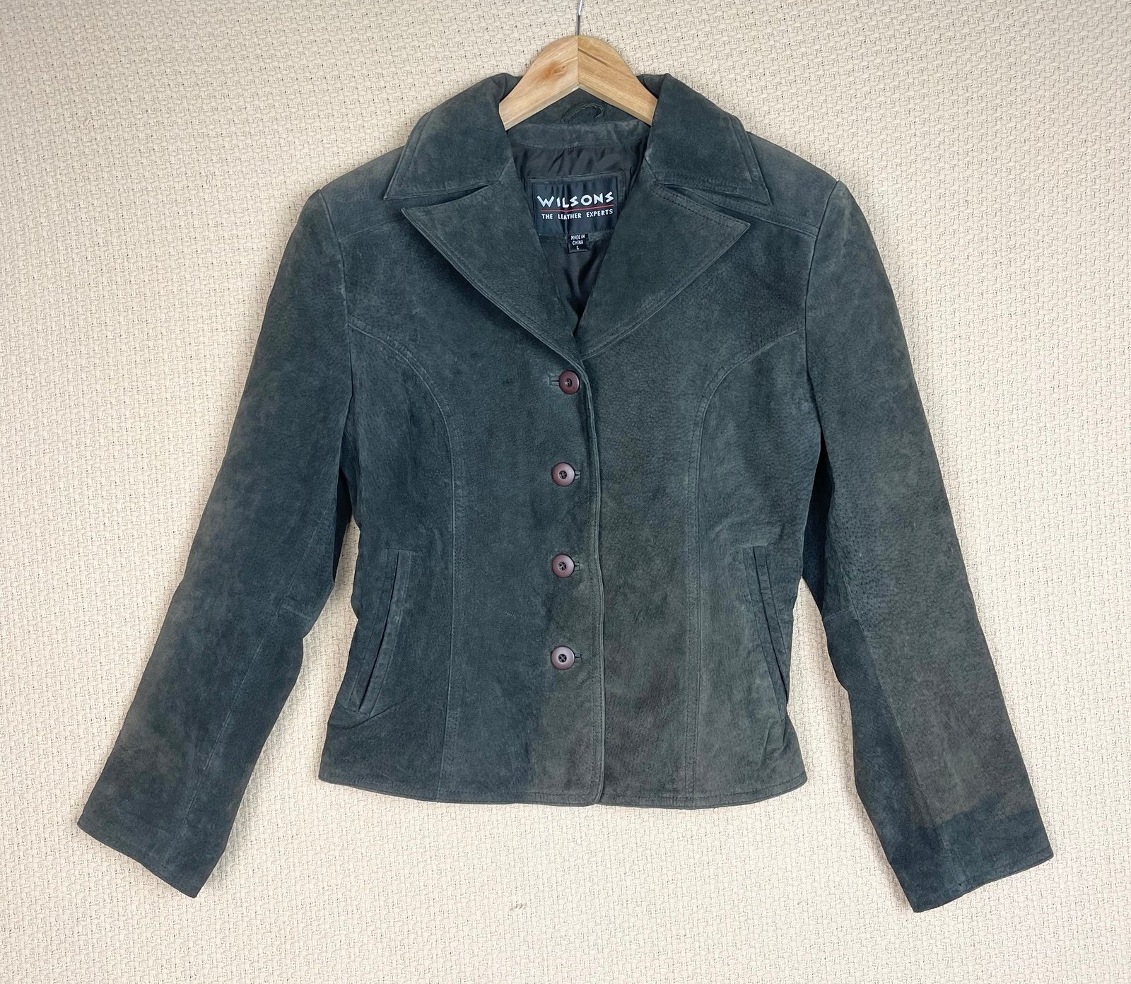 Wilsons Blazer Women’s Size L The Leather Experts Green Suede Leather Jackets
