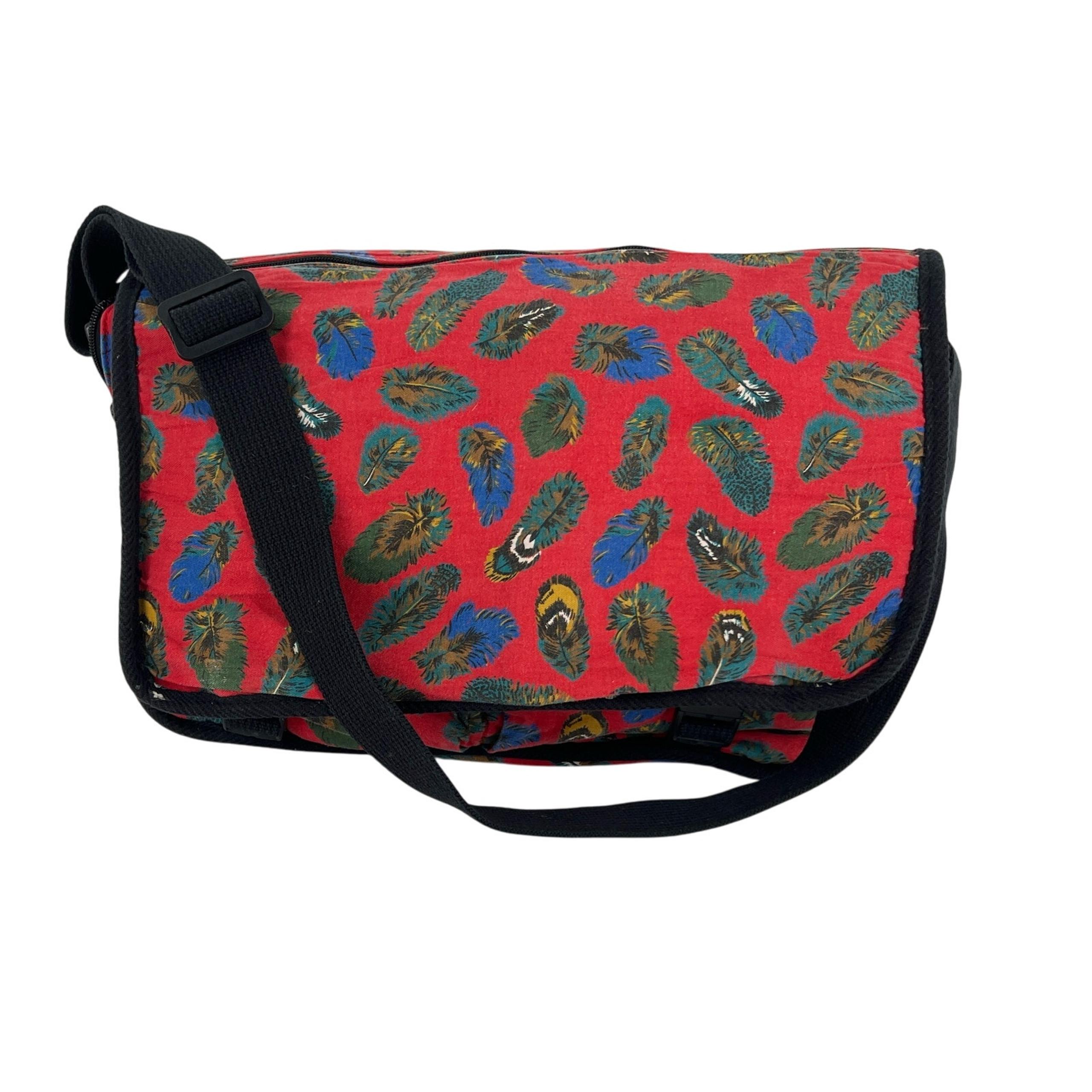 90s Gap red feather print messenger bag 1990s vintage