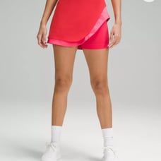 NWT Lululemon Asymmetrical Layered HR Tennis Skirt Red Lip Gloss Pink Size 8