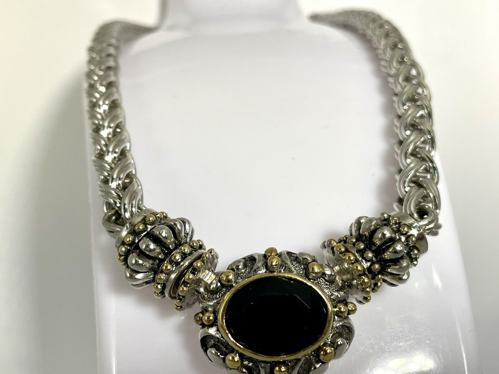 SIGNED RAU KLIKIT NECKLACE WITH LARGE CRYSTAL PENDANT