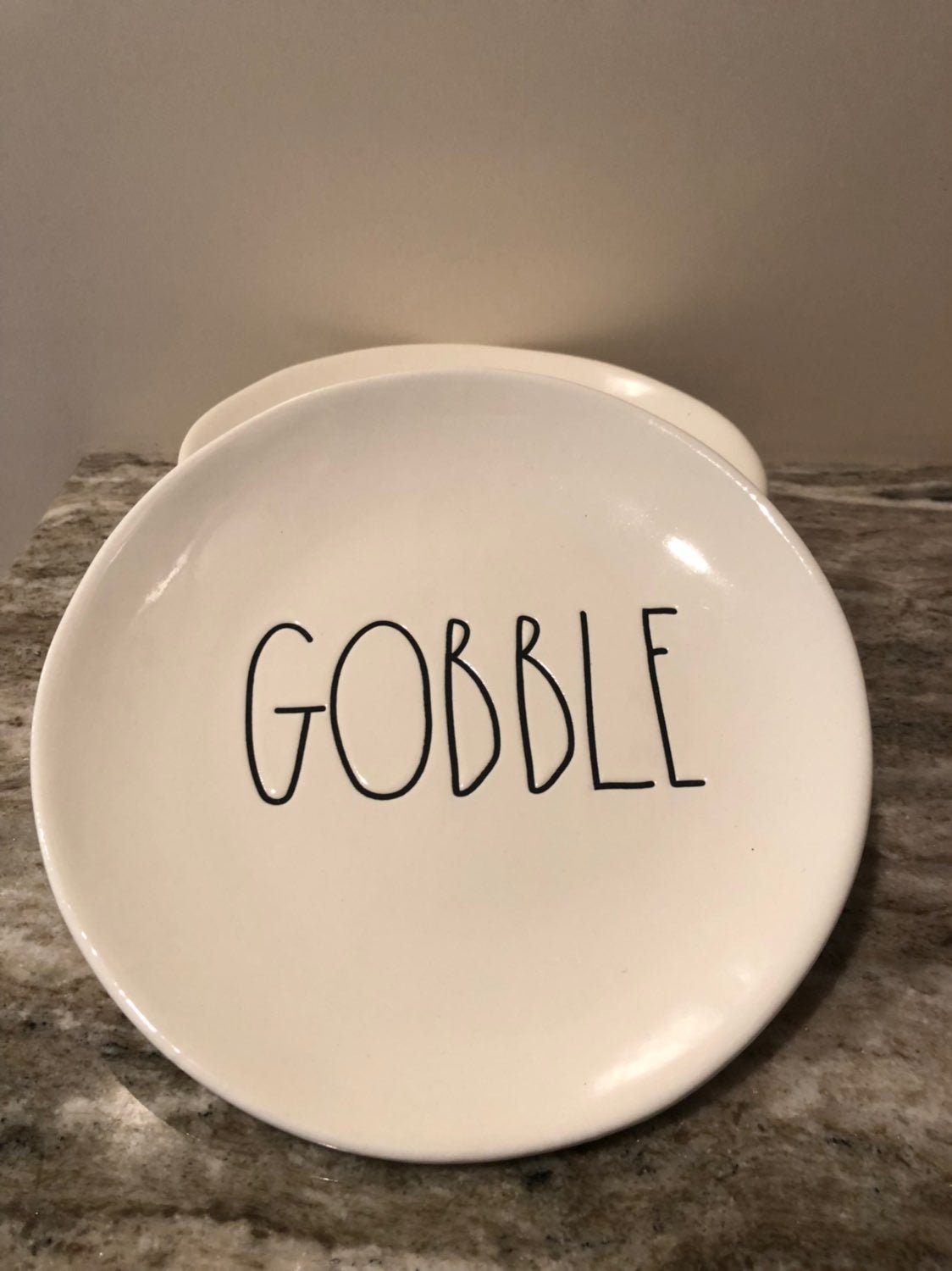 Set of 4 Rae Dunn 8 Inch Ceramic GOBBLE Plates