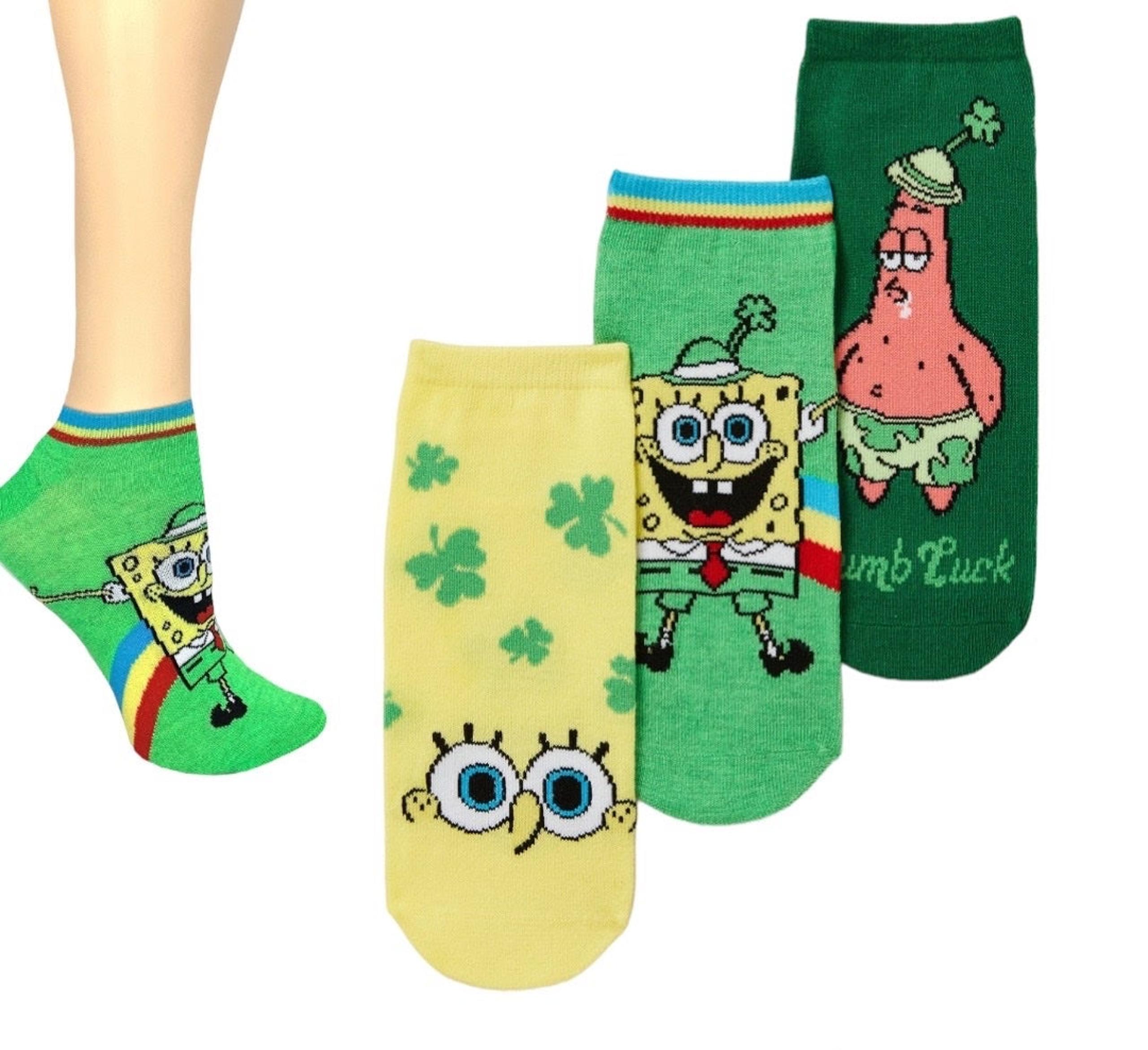 Spongebob squarepants Women's No Show Socks St Patrick's Day 3 pack Size 4-10 NW