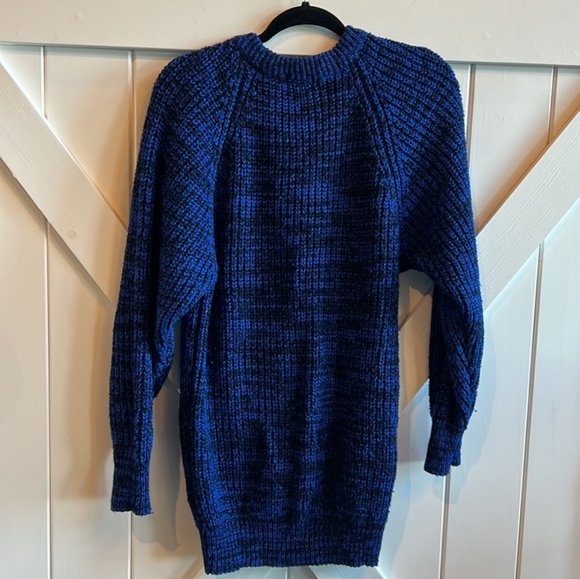 Express 90s Vintage Blue and Black Knit Sweater Tunic Dress Size M