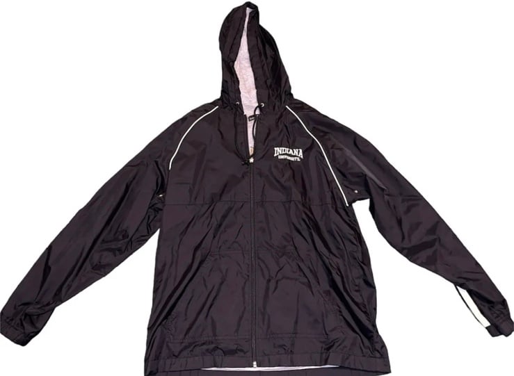 Indiana University Rain Coat Windbreaker Jacket Adult Size S Small