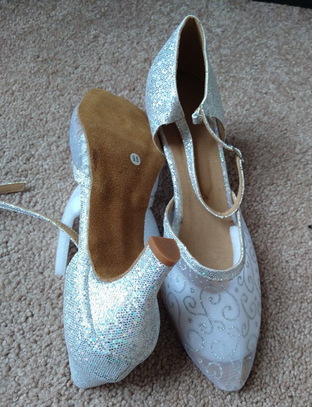 See thru evening silver white shoes
