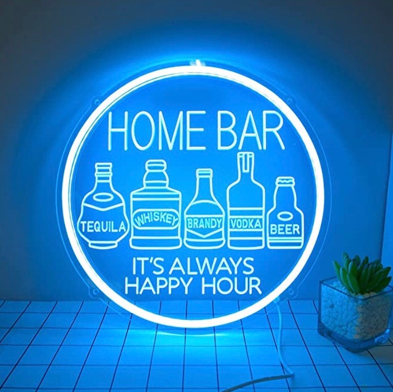 Vivid Simple Bright Light Blue Home Bar LED Night Light Room Wall Decor
