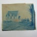 Cyanotype Photograph On Cloth Farm House & Church Chapel Buildings Antique 1800s