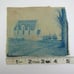 Cyanotype Photograph On Cloth Farm House & Church Chapel Buildings Antique 1800s