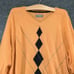 Ping Collection Men's Knit Sweater Orange M Argyle Diamond V-Neck