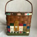 Vintage Woven Wooden Hand Painted Lined Basket Purse