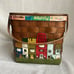 Vintage Woven Wooden Hand Painted Lined Basket Purse