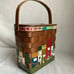 Vintage Woven Wooden Hand Painted Lined Basket Purse