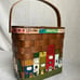 Vintage Woven Wooden Hand Painted Lined Basket Purse