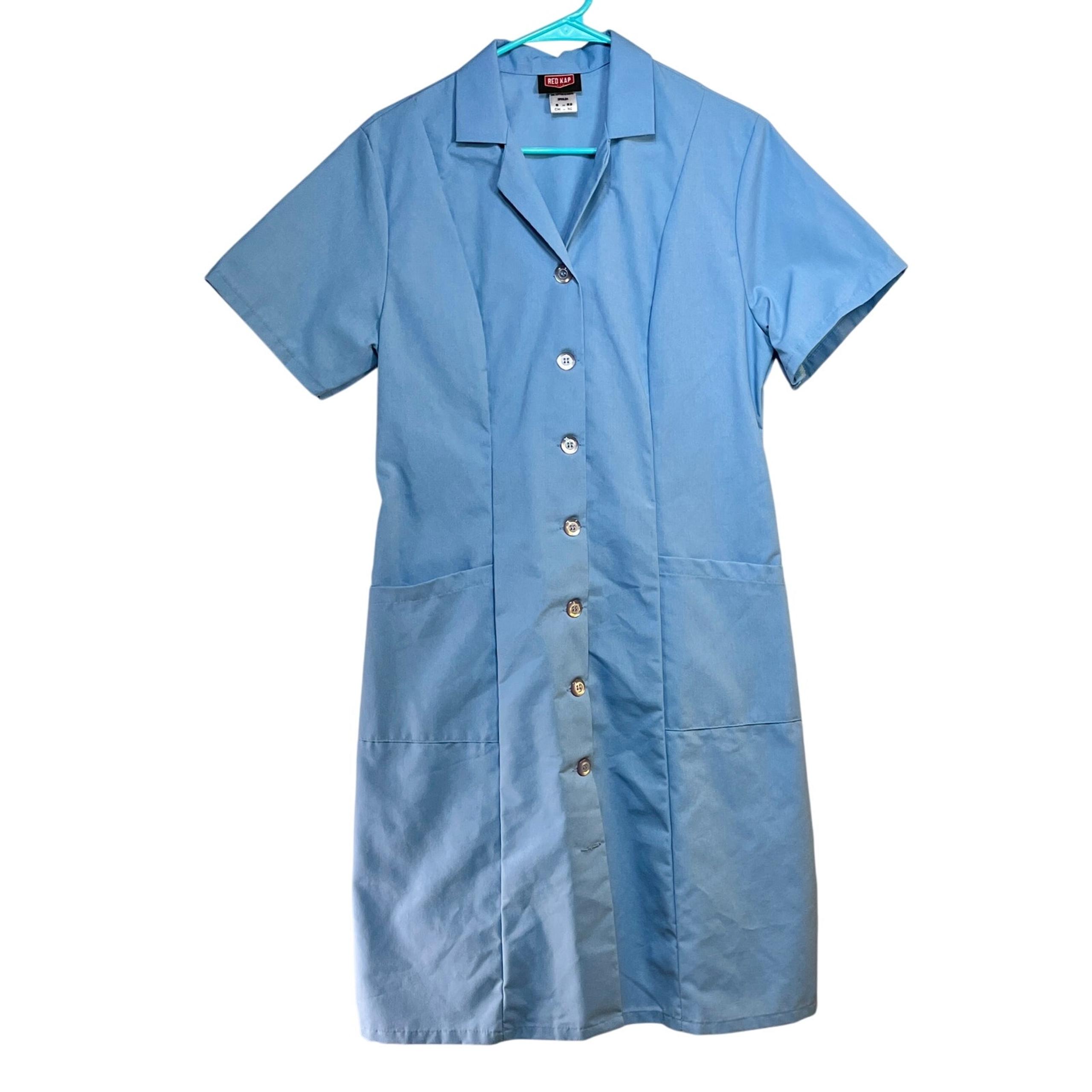 Red Kap DP23 Women's Button Front Dress Light Blue Small S/S Diner Waitress NWOT