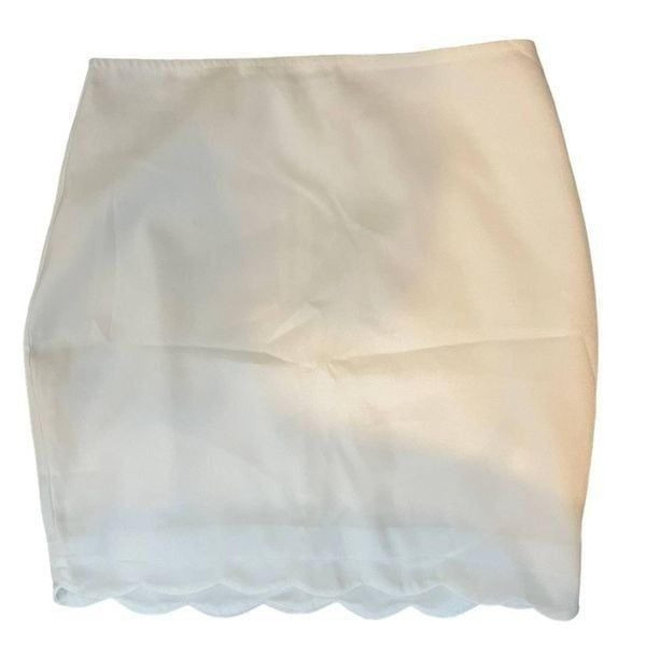TOBI Skirt MEDIUM White Scalloped High Waist Above Knee Mini Solid Summer Chic