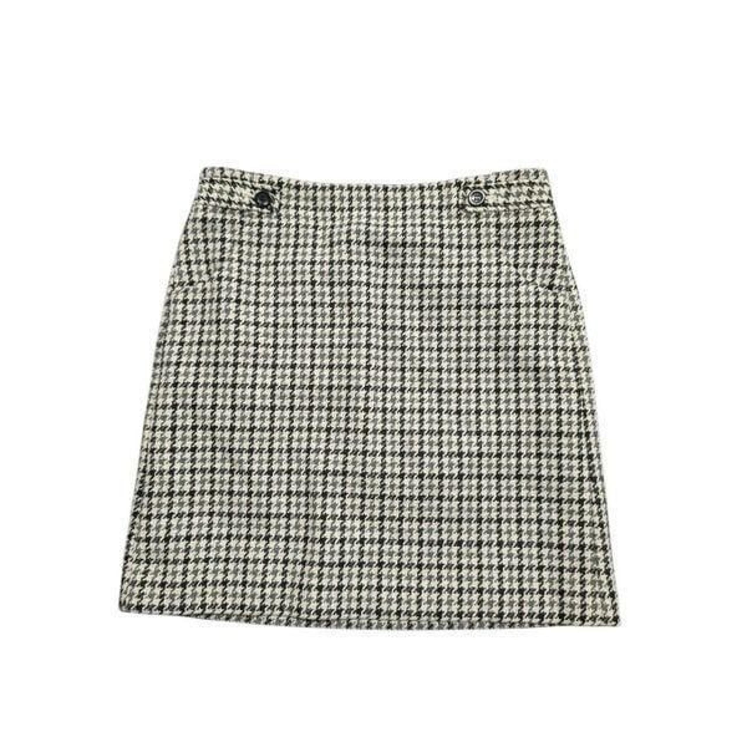 Ann Taylor LOFT Beige Houndstooth Mini Skirt Wool Zippered A Line Women Size 6