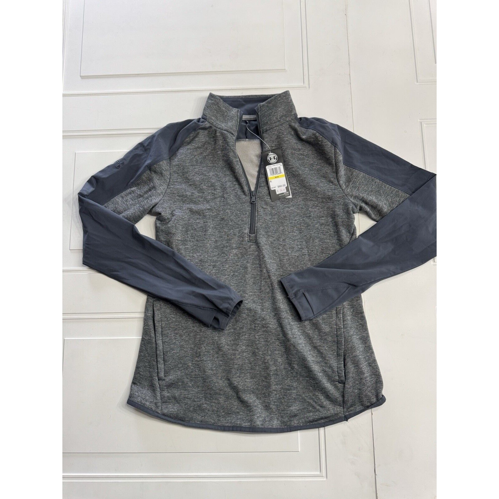 Under Armour Women's Loose Fit ColdGear 1/2 Zip Jacket Gray Blue Size Medium NWT