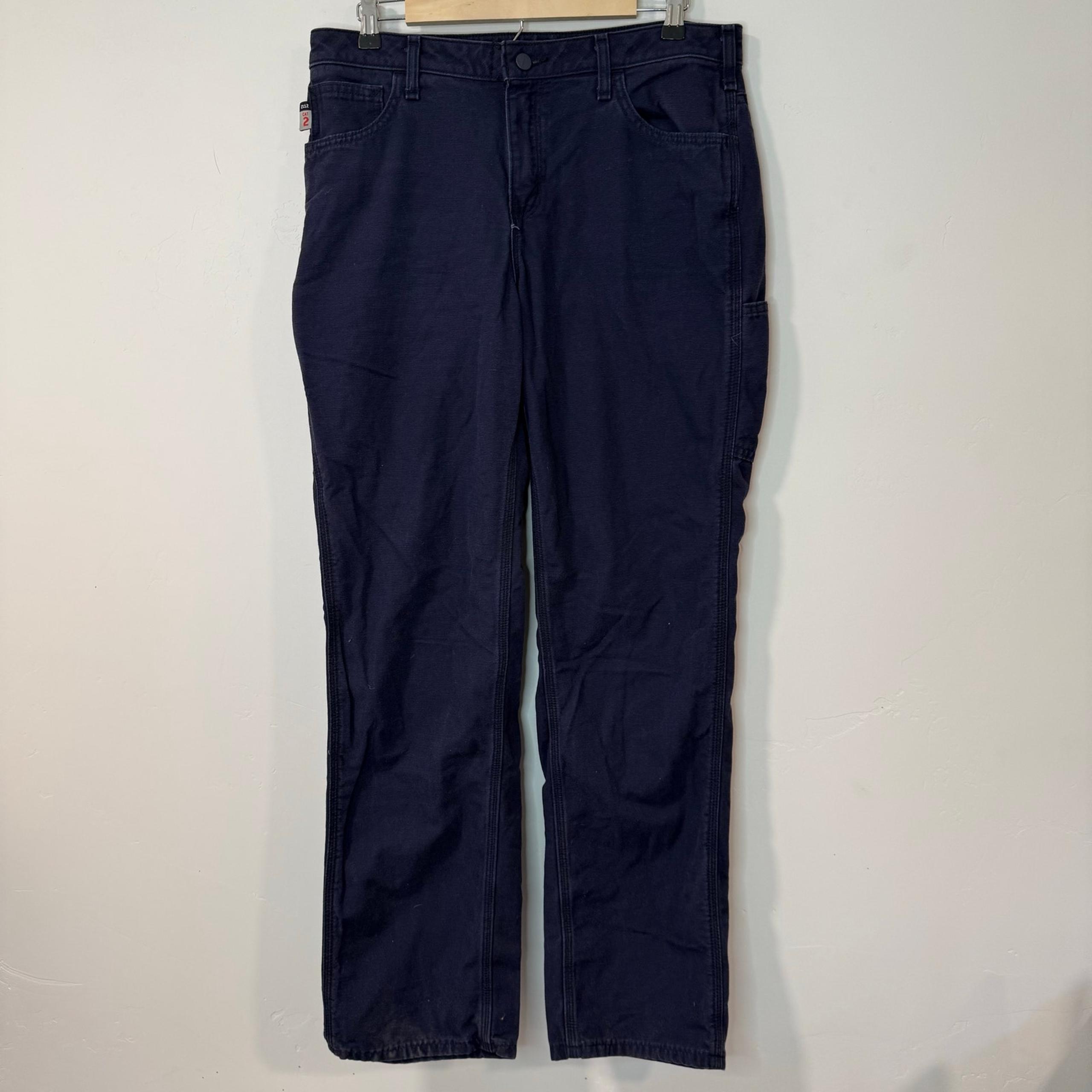 Carhartt Women's Pants FR Carpenter Canvas Relaxed Fit Cat 2 Cargo Navy Blue 10