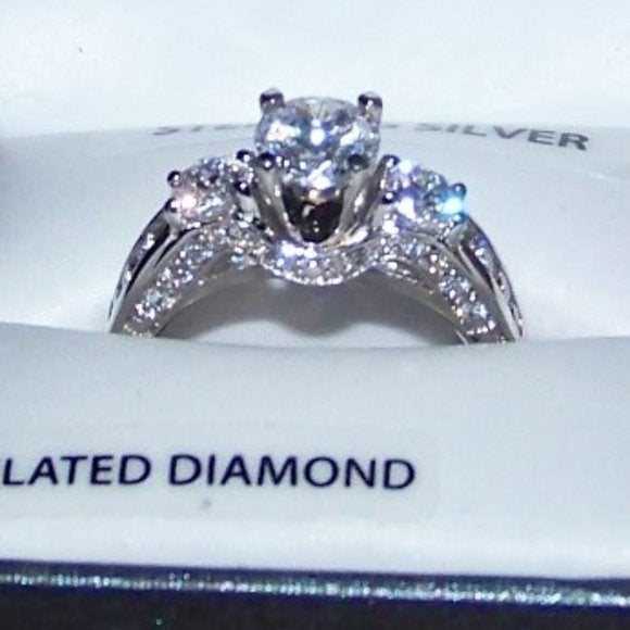 STAMPED 925/18K SIM DIAMOND RING Sz7