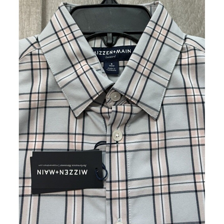 Mizzen Main Leeward SMALL TRIM Button Front Shirt Light Pastel Gray NEW