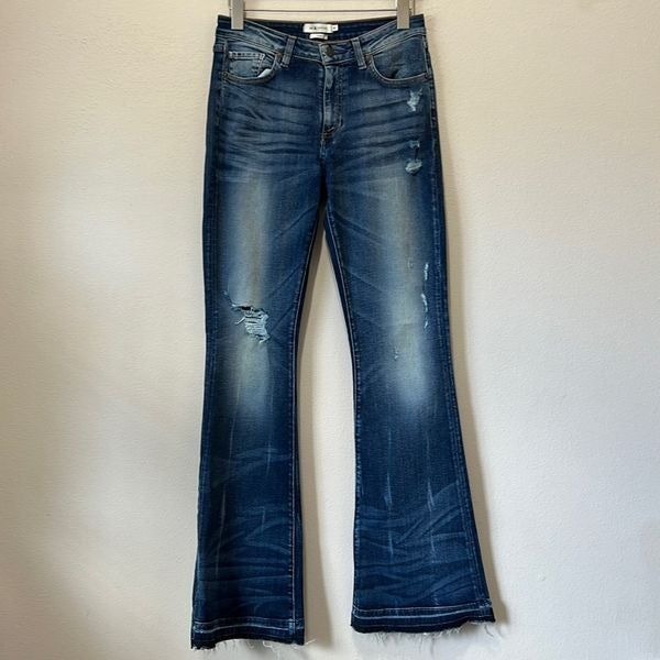 MM Vintage Flare Blue Raw Hem Jeans