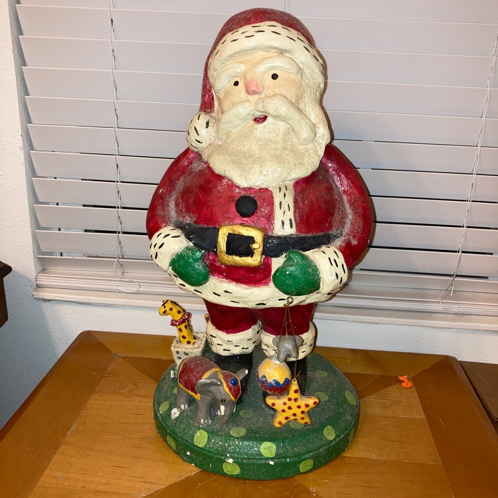 Penny Mcallister 2009 Santa with Circus Toys Elephant 23 in Rare Piece Folk Art