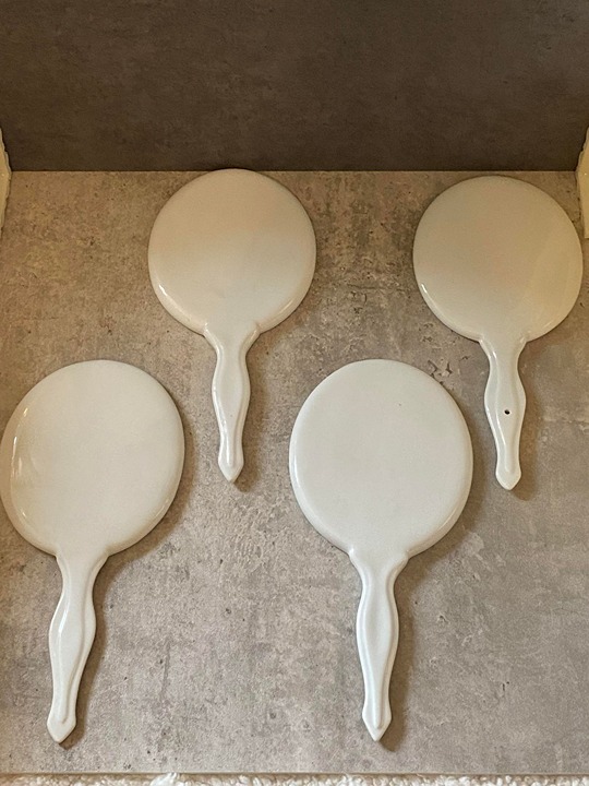 New Vintage Set of 4 Paintable Porcelain Handheld Mirror Frames Made in Japan
