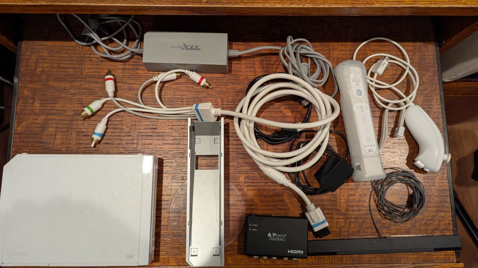 Nintendo Wii with GameCube compatibility, controller, sensor bar, HDMI out