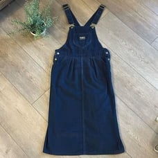 OSHKOSH B’GOSH VINTAGE NAVY BLUE CORDUROY PINAFORE DRESS SIZE WOMENS SMALL