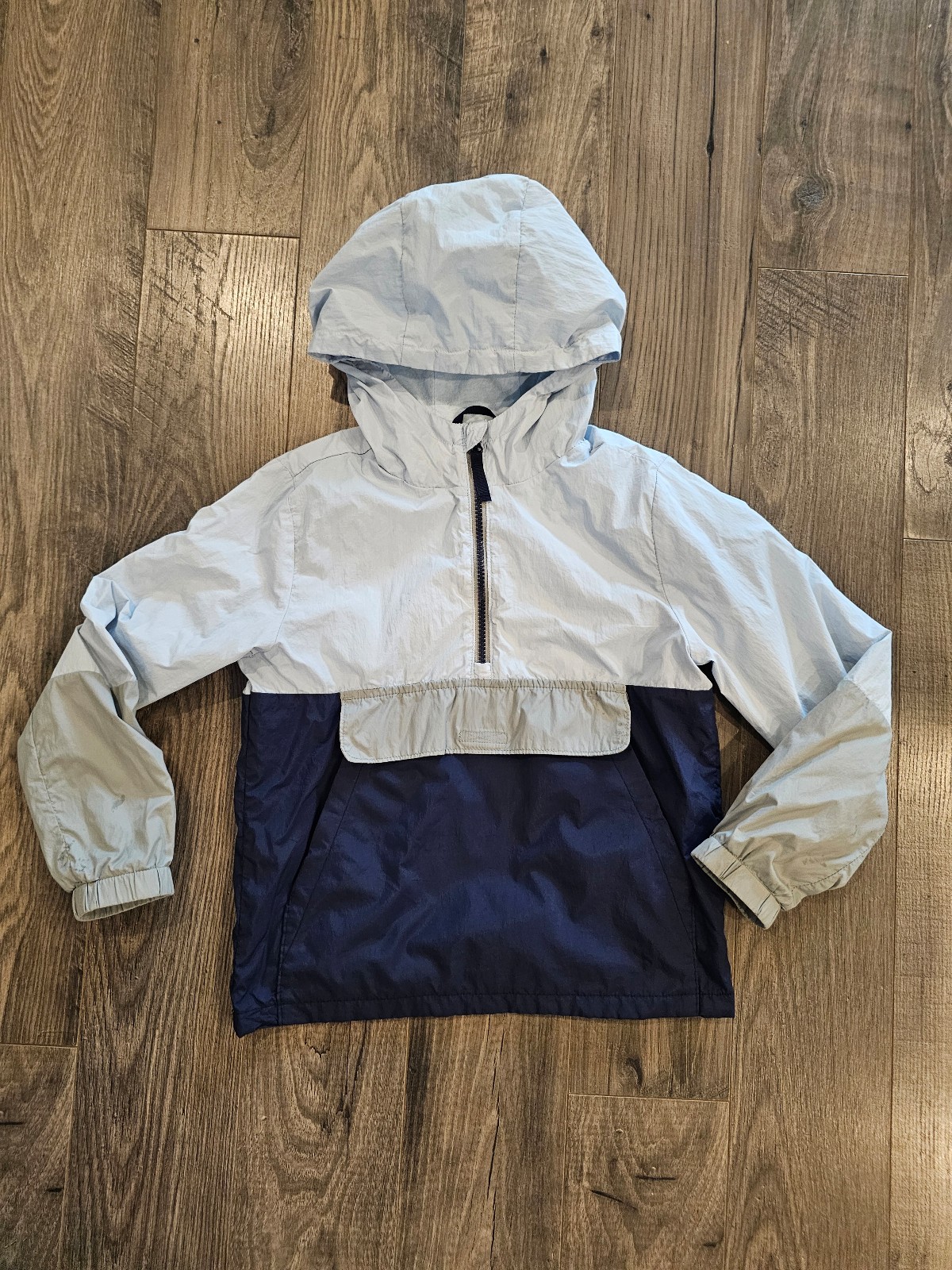 sz 6/7 Cat & Jack Kids Two-Tone Hooded Pullover Rain Jacket Spring Fall Stylish