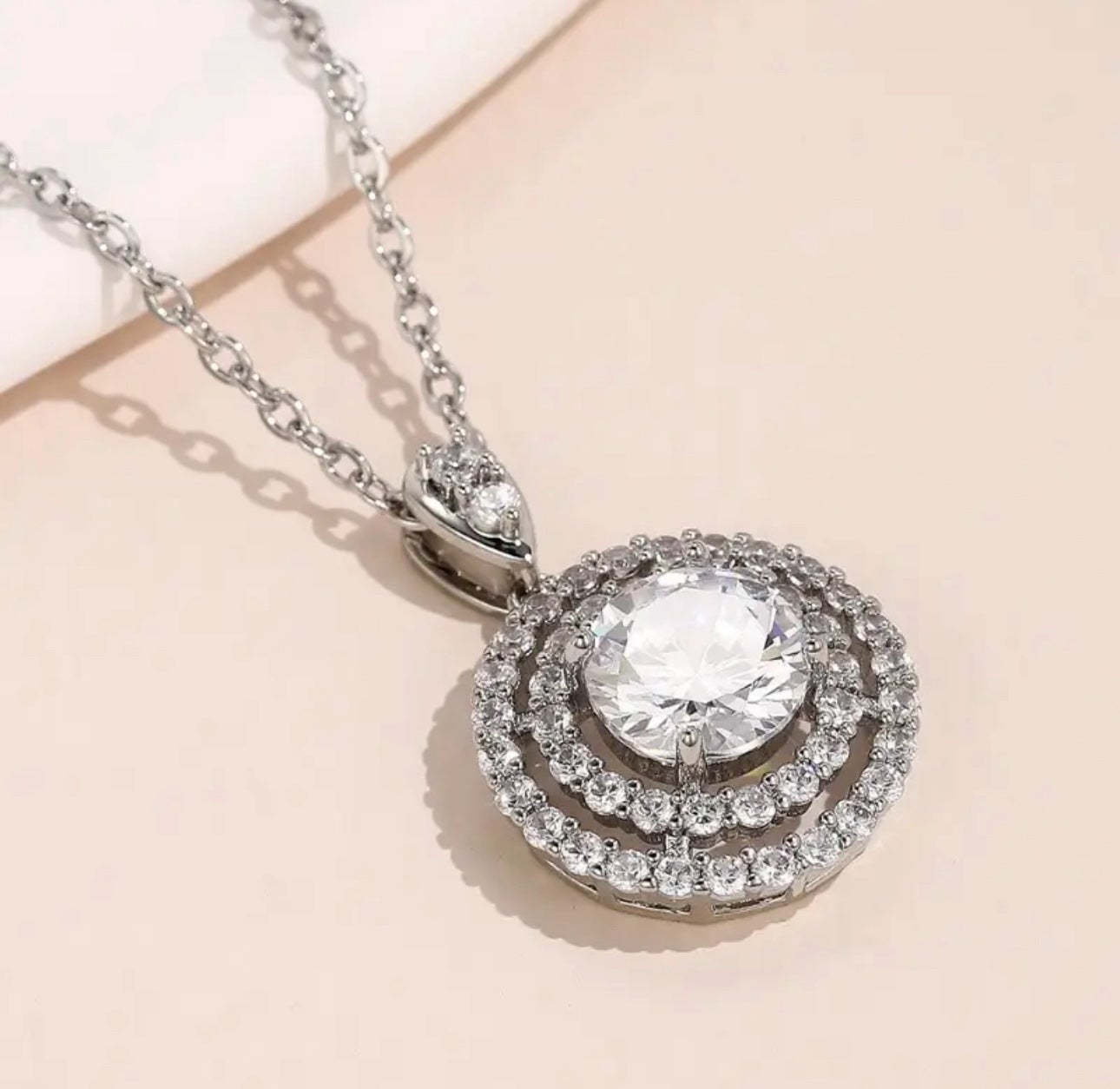 Women's 925 Silver halo moissanite pendant necklace