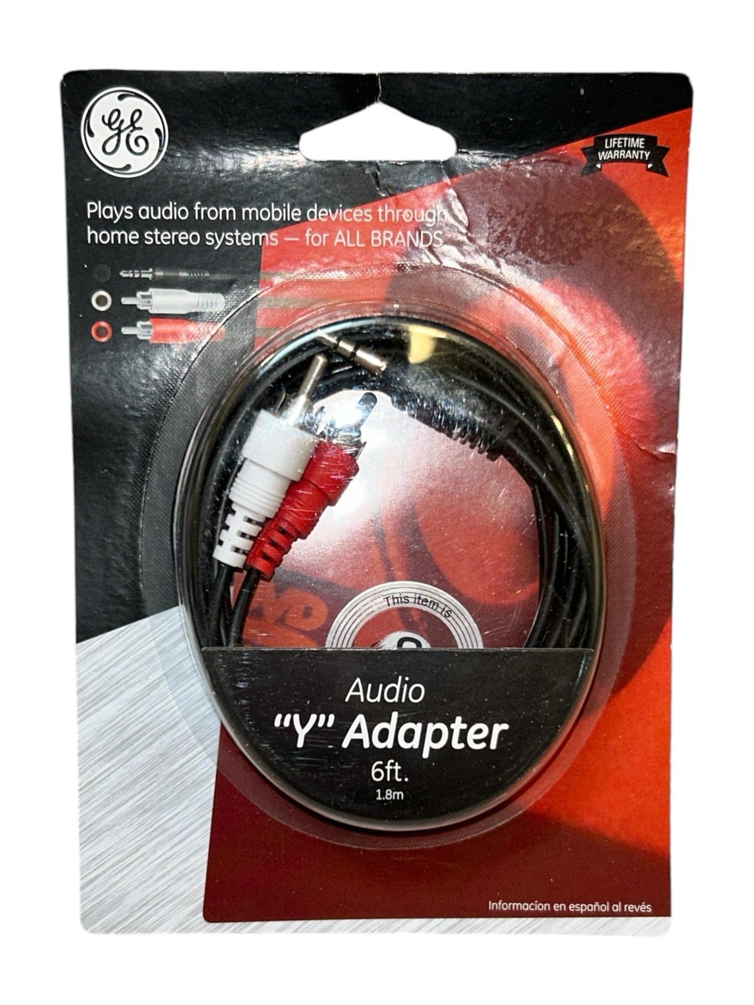 GE Pro 6ft Stereo Y adapter cable 6 Ft Audio Mobile Devices RCA Home Stereo