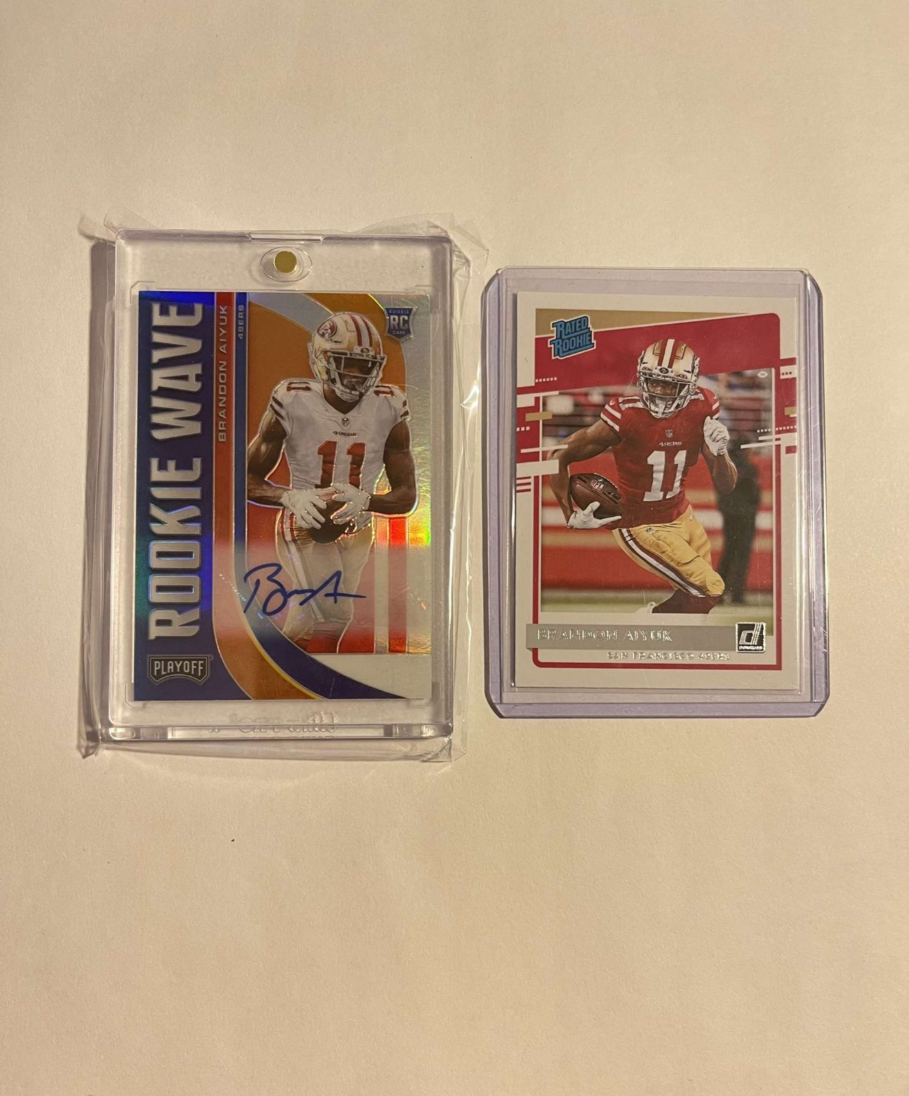 Brandon Aiyuk 2 card lot with auto