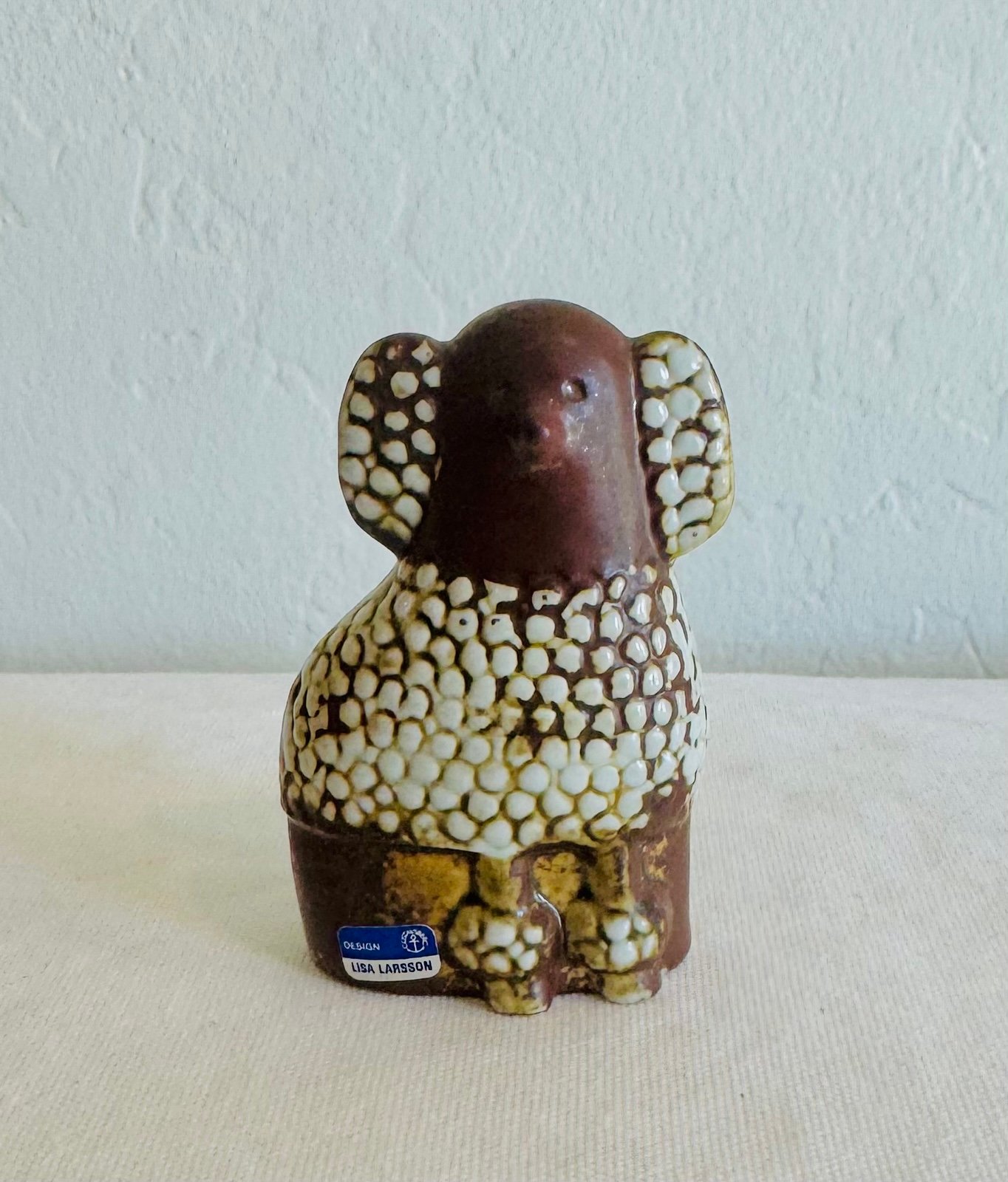 Lisa Larson Poodle - Vintage Gustavsberg - Brown & White Pudel Dog - Minikennel