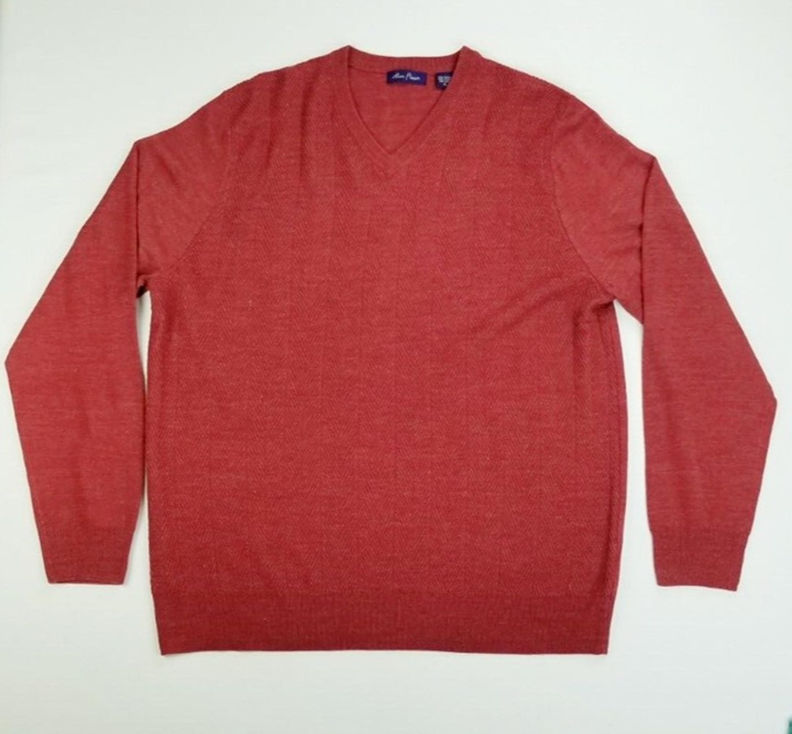 Alan Flusser XL Men's Burgundy V Neck Long Sleeve Pullover Sweater
