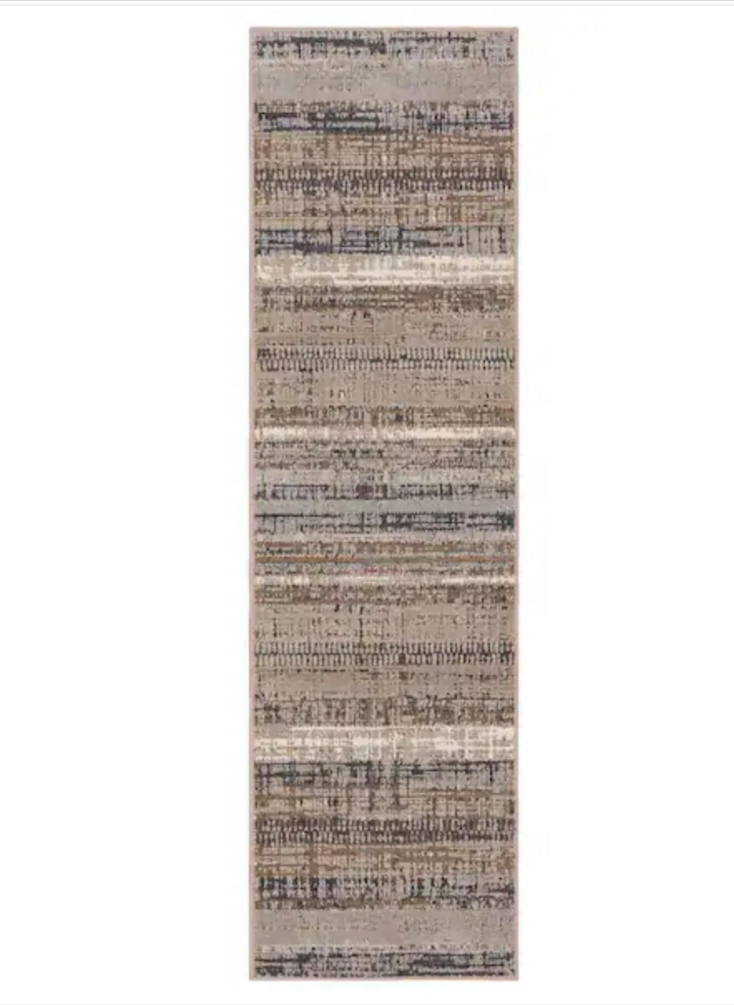 Payette Brown 2 ft. 1 in. x 7 ft. 6 in. Transitional Striped Linear Runner Rug