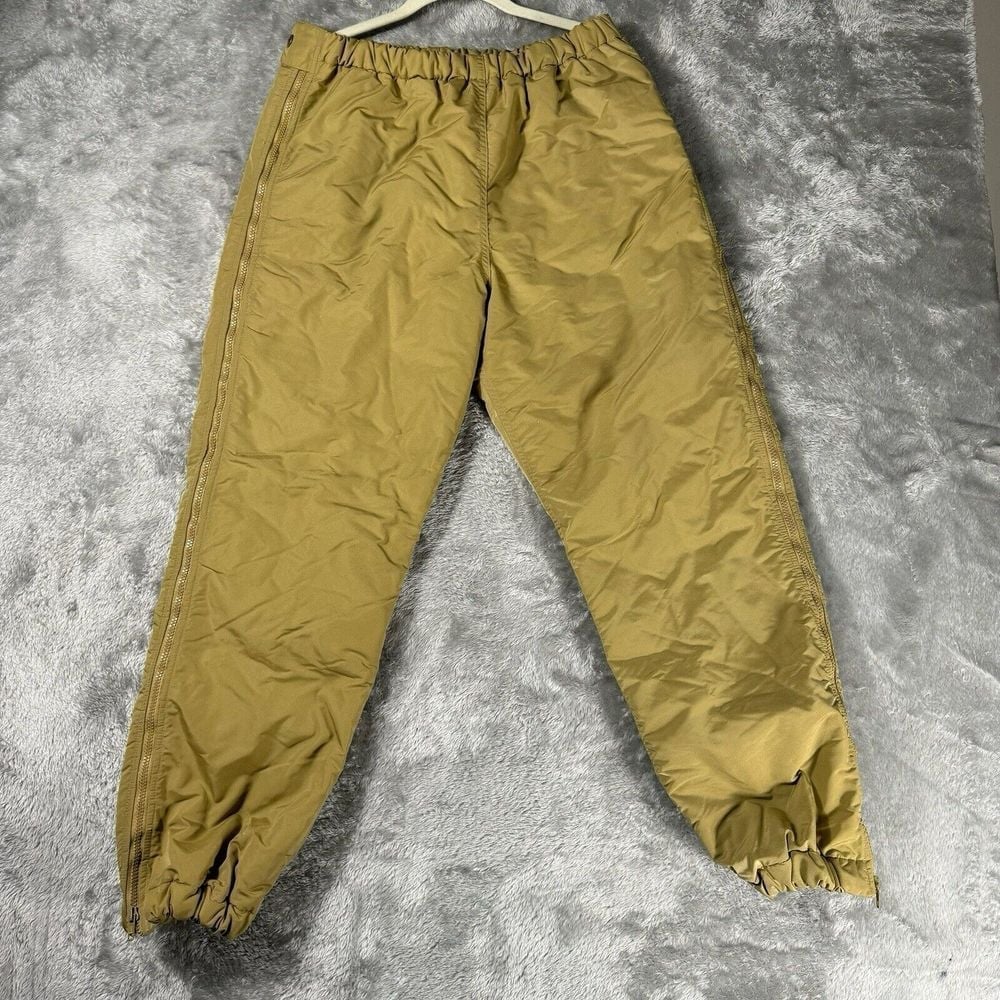 Vintage LL Bean Nylon Snow Pants Womens 31x27 Tan Nylon Full Side Zip Off
