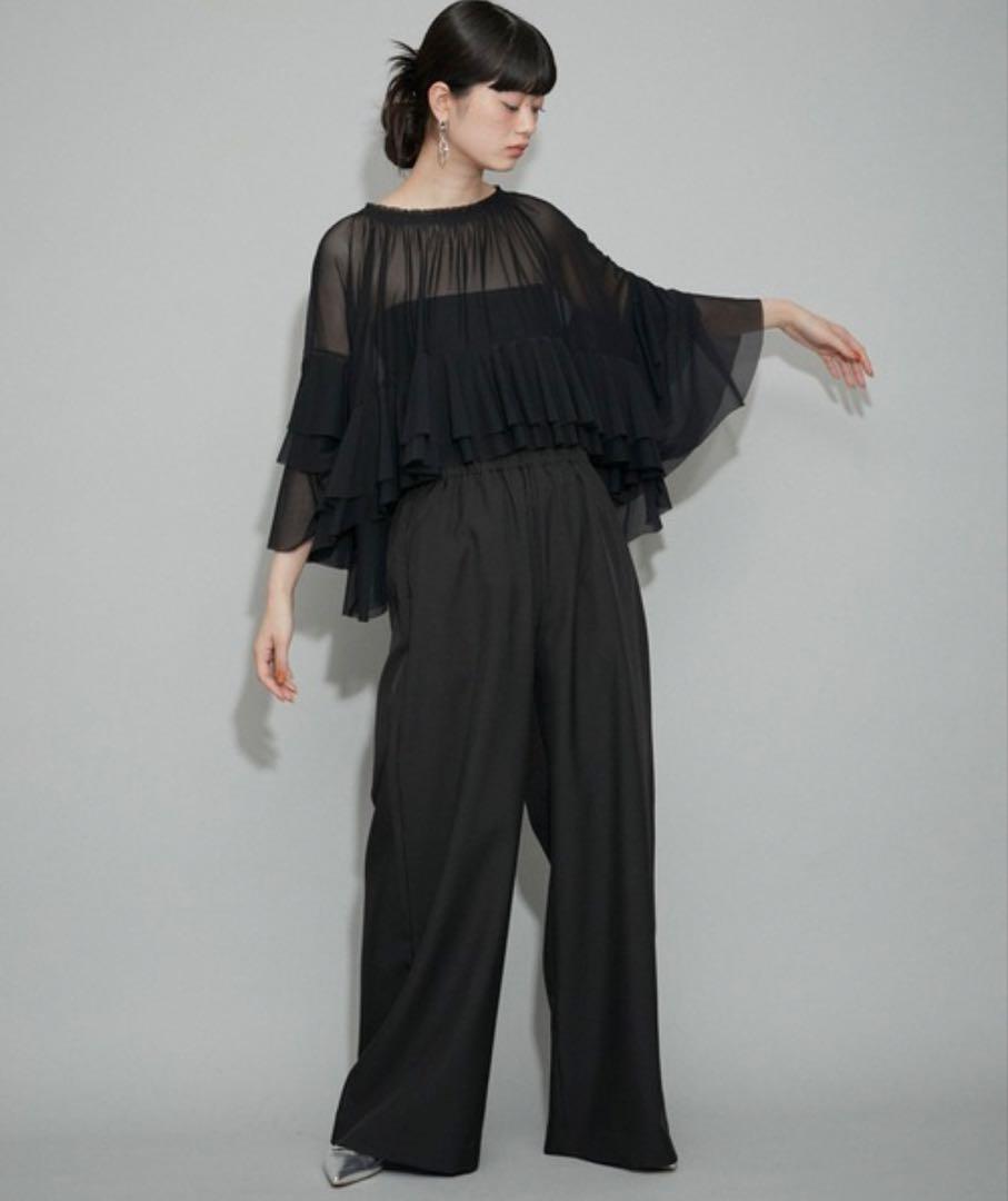 Adam et Rope All-in-One Tulle Blouse Combo Romper Black