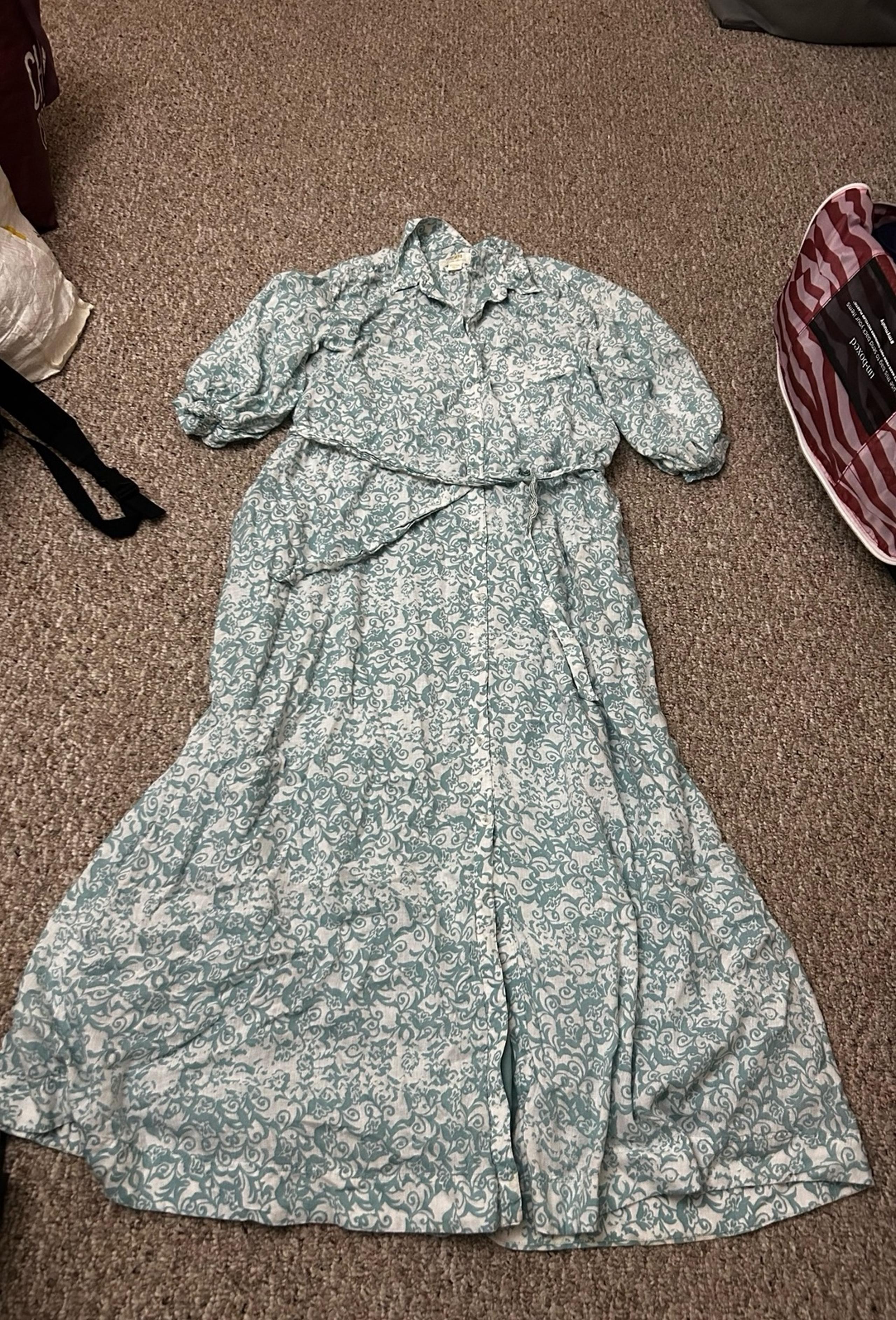 The Mona Linen Shirt Dress By Maeve Color Sky XL Brand New Condition-Flawless