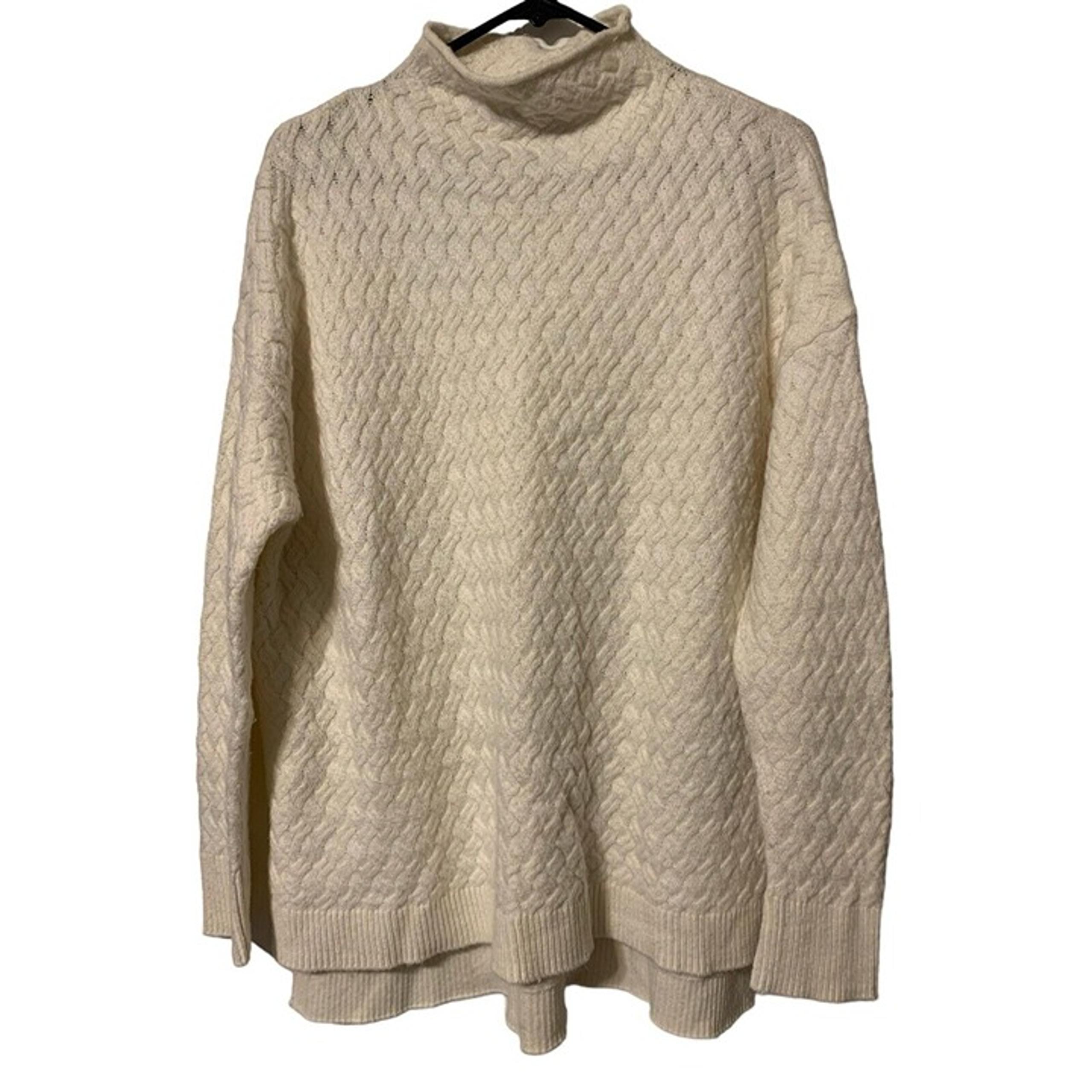 Vince Camuto Sweater Womens Size Medium Beige Mock Neck Long Sleeve Pullover