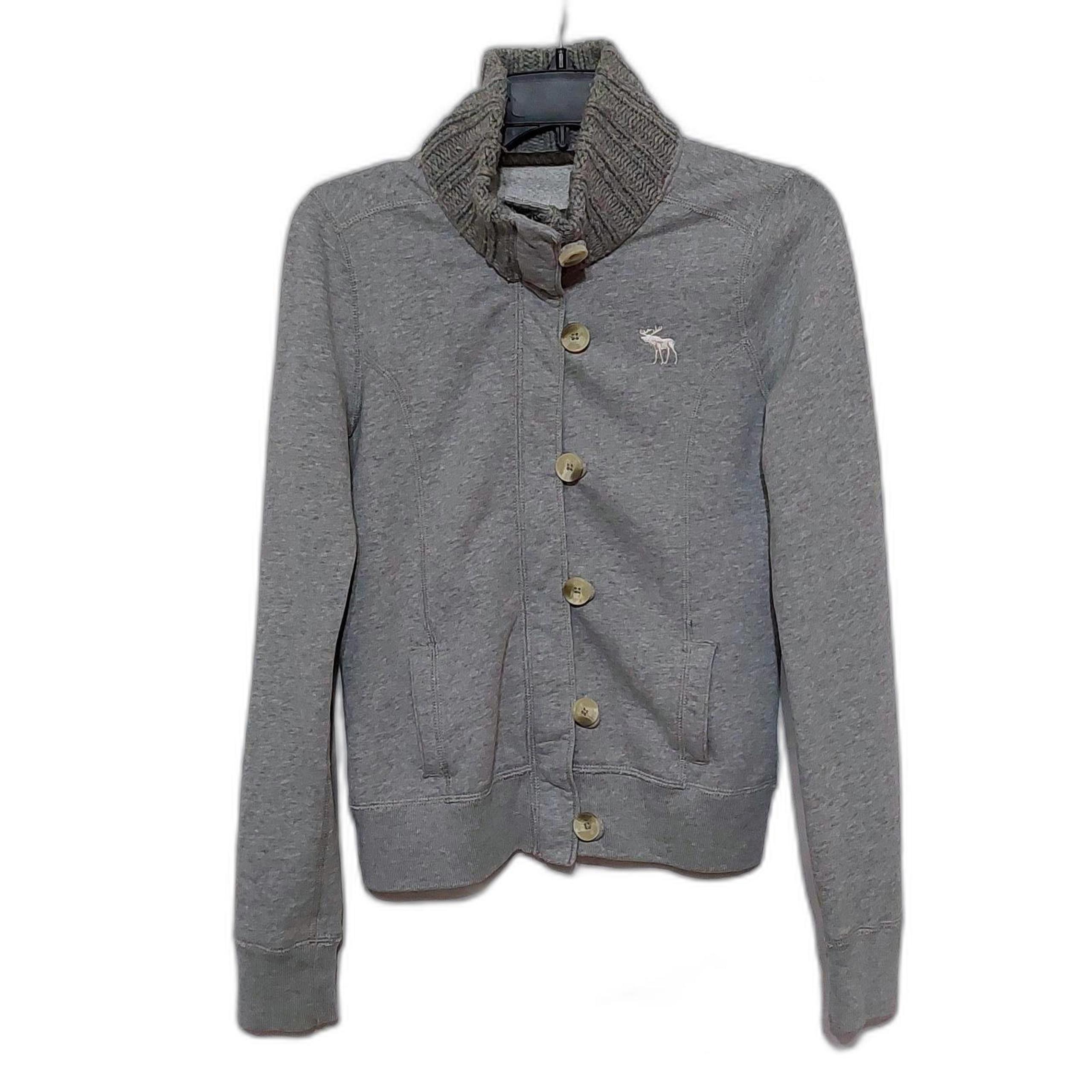 ABERCROMBIE & FITCH Y2K FULL ZIP BUTTON SWEATER JACKET WOMENS MEDIUM