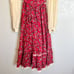Gunne Sax Vintage 1970s Red Floral Prairie Dress Long Sleeves Lace Collar Size 5