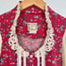 Gunne Sax Vintage 1970s Red Floral Prairie Dress Long Sleeves Lace Collar Size 5