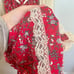 Gunne Sax Vintage 1970s Red Floral Prairie Dress Long Sleeves Lace Collar Size 5