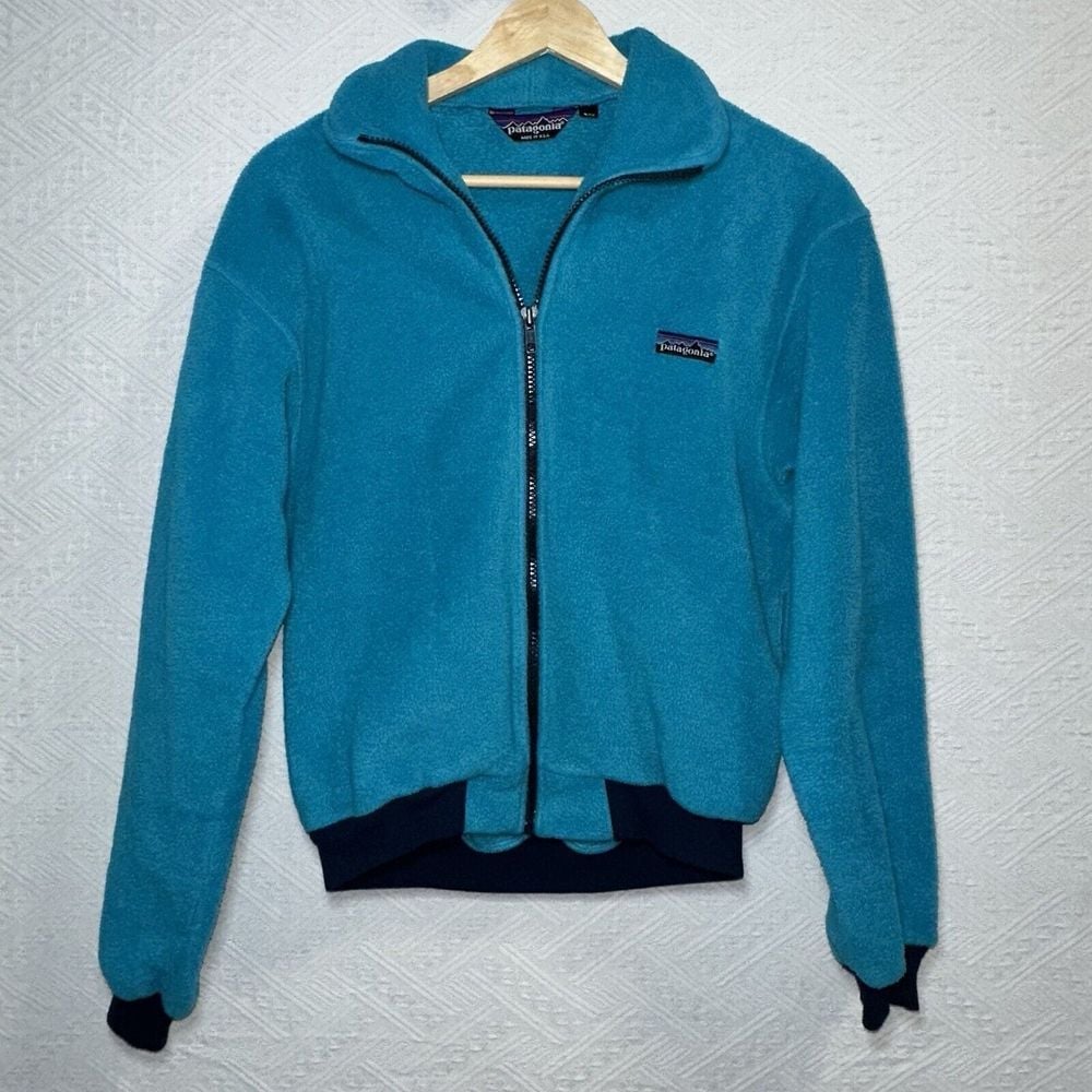 VTG 90s Patagonia Woman's 9/10 Blue Fleece Full Zip Jacket Size 9/10 Style 25019
